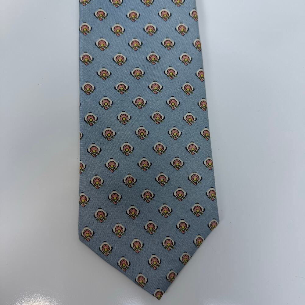 Vintage Kelly Silk Tie Blue Pink Green White Print